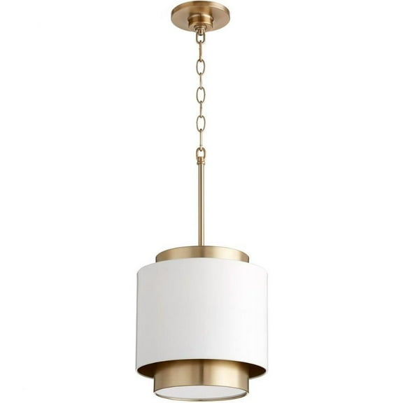 1 Light Drum Pendant in Soft Contemporary Style 10.5 inches Wide By 11 inches High-Studio White/Aged Brass Finish Bailey Street Home 183-Bel-4350542