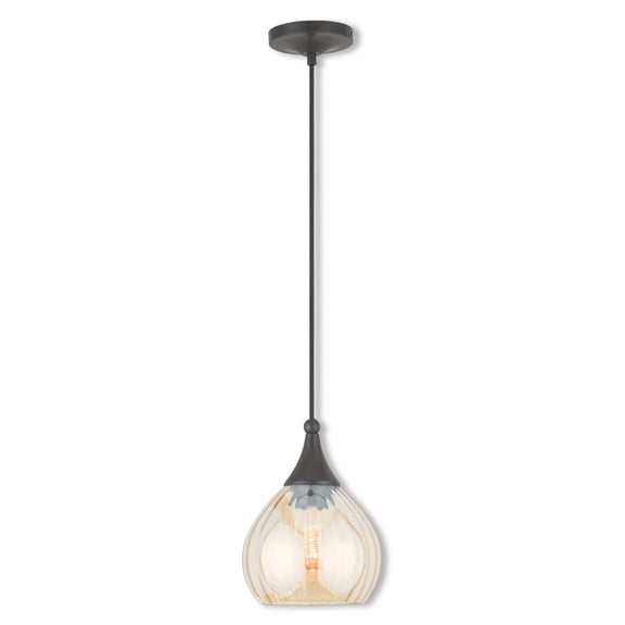 1 Light English Bronze Mini Pendant with Champagne Glass Shade