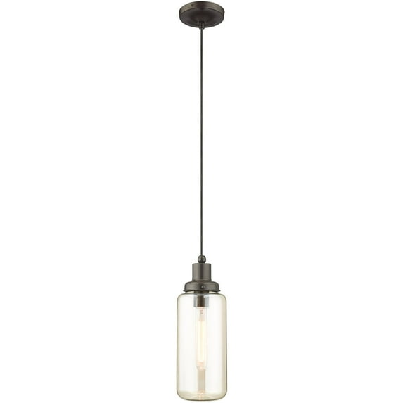1 Light English Bronze Mini Pendant with Champagne Glass Shade