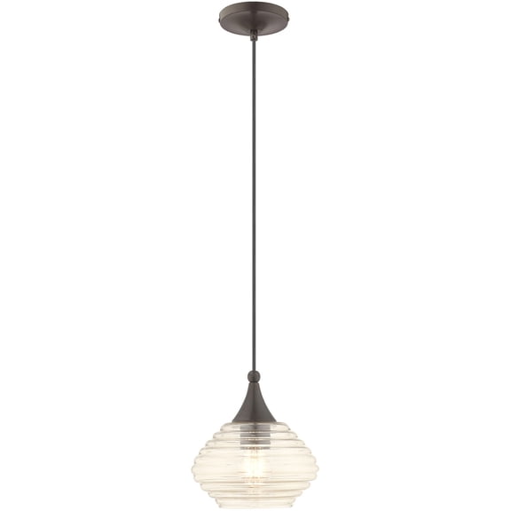 1 Light English Bronze Mini Pendant with Champagne Glass Shade