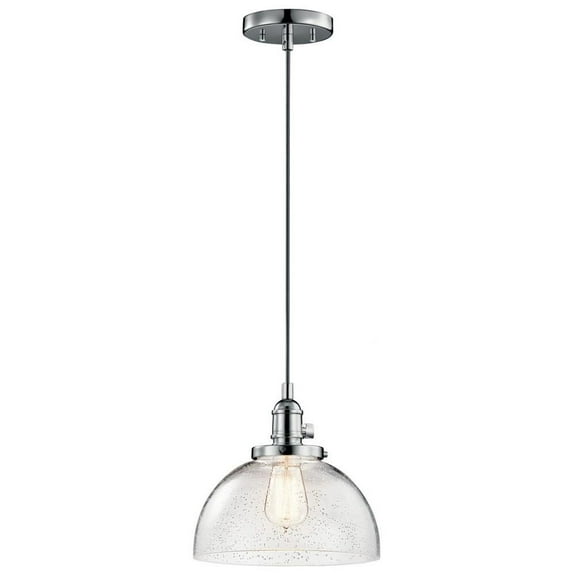 1 Light Farmhouse Vintage Mini Pendant Light Fixture with Clear Seeded Glass-Chrome Finish Bailey Street Home 147-Bel-2013863