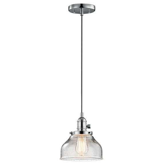 1 Light Farmhouse Vintage Mini Pendant Light Fixture with Clear Seeded Glass-Chrome Finish Bailey Street Home 147-Bel-2013872