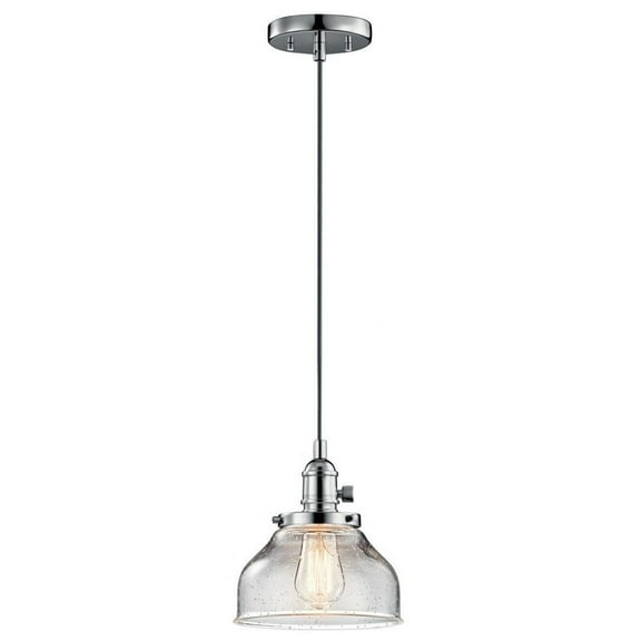 1 Light Farmhouse Vintage Mini Pendant Light Fixture with Clear Seeded Glass-Chrome Finish Bailey Street Home 147-Bel-2013872