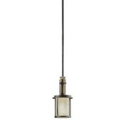 1 Light Faux Wood Rustic Wire Mesh Caged Mini Pendant Light Fixture with Vetro Mica Glass Bailey Street Home 147-Bel-1788475