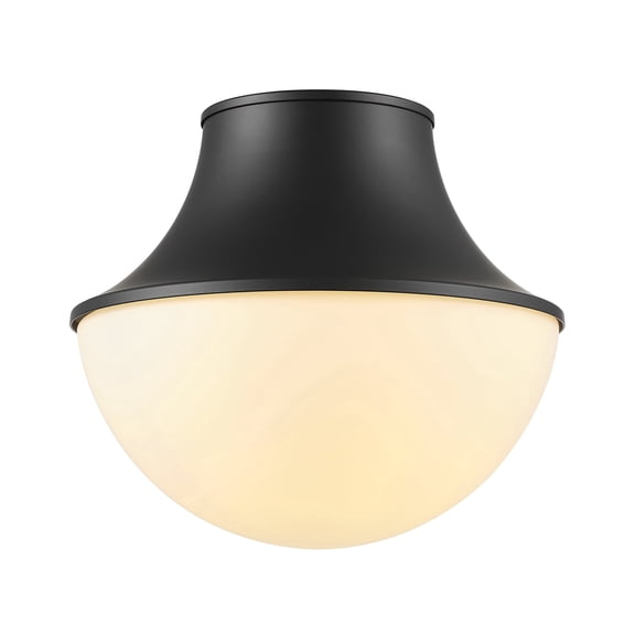 1-Light Flush Mount Ceiling Light, Matte Black, Frosted Glass Shade, Contemporary Minimalist Style for Home Lighting