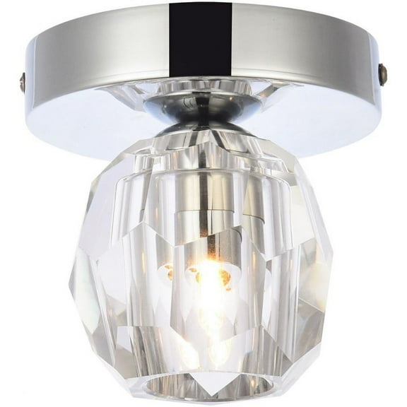 1 Light Flush Mount-Chrome Finish-Royal Cut Crystal Type Bailey Street Home 390-Bel-4363548