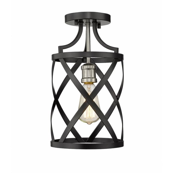 1 Light Flush Mount in Restoration Style 8 inches Wide By 14.5 inches High-Matte Black/Brushed Nickel Finish Bailey Street Home 372-Bel-4185942