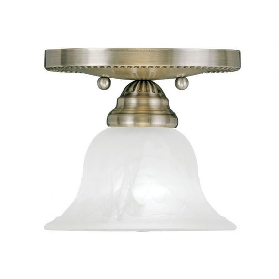 1 Light Flush Mount in Traditional Style 7 inches Wide By 6 inches High-Antique Brass Finish Bailey Street Home 218-Bel-1119466