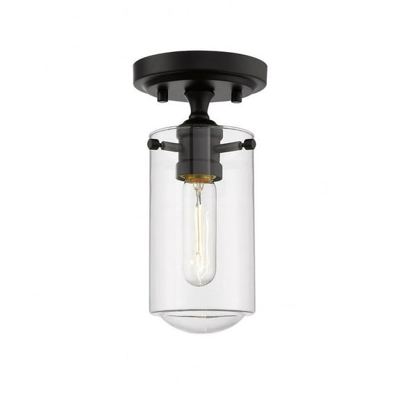 1 Light Flush Mount in Transitional Style 5 inches Wide By 10.5 inches High-Matte Black Finish Bailey Street Home 372-Bel-4185813