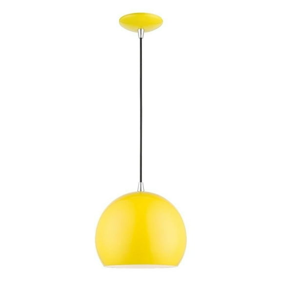 1 Light Globe Pendant in Industrial Style-15 inches Tall and 10 inches Wide-Shiny Yellow/Polished Chrome Finish Bailey Street Home 218-Bel-5056567