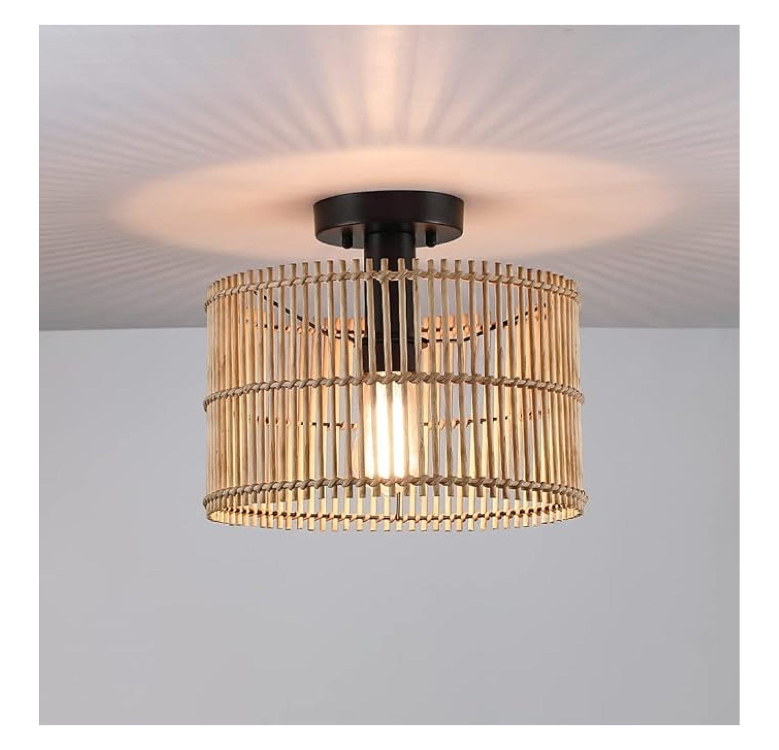 Semi Flush Rattan Light Fixture