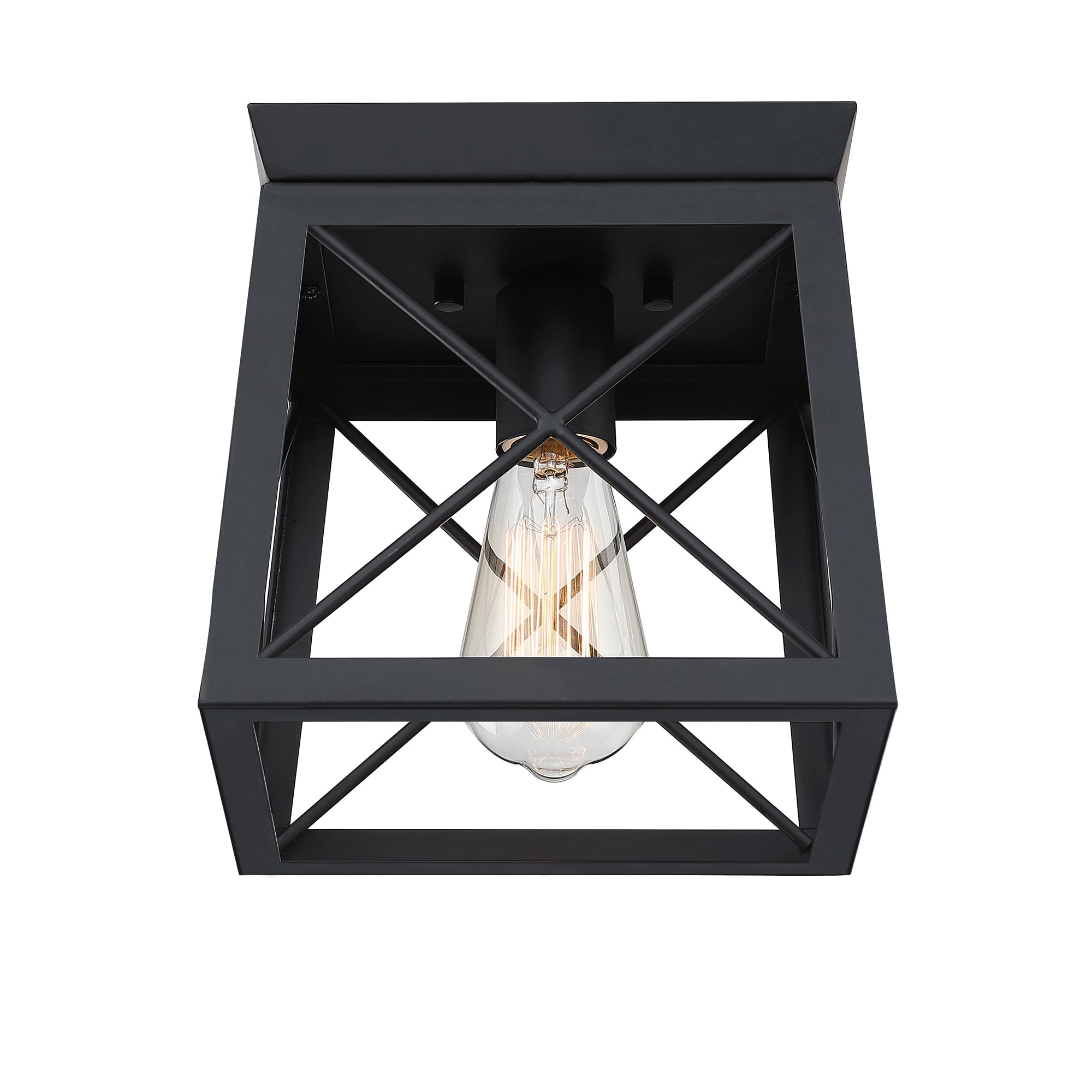 1-Light Industrial Flush Mount Ceiling Light Matte Black Kitchen Light ...