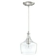 thumbnail image 1 of 1-Light Kitchen Island Teardrop Clear Glass Pendant Light with White Finish, 1 of 8