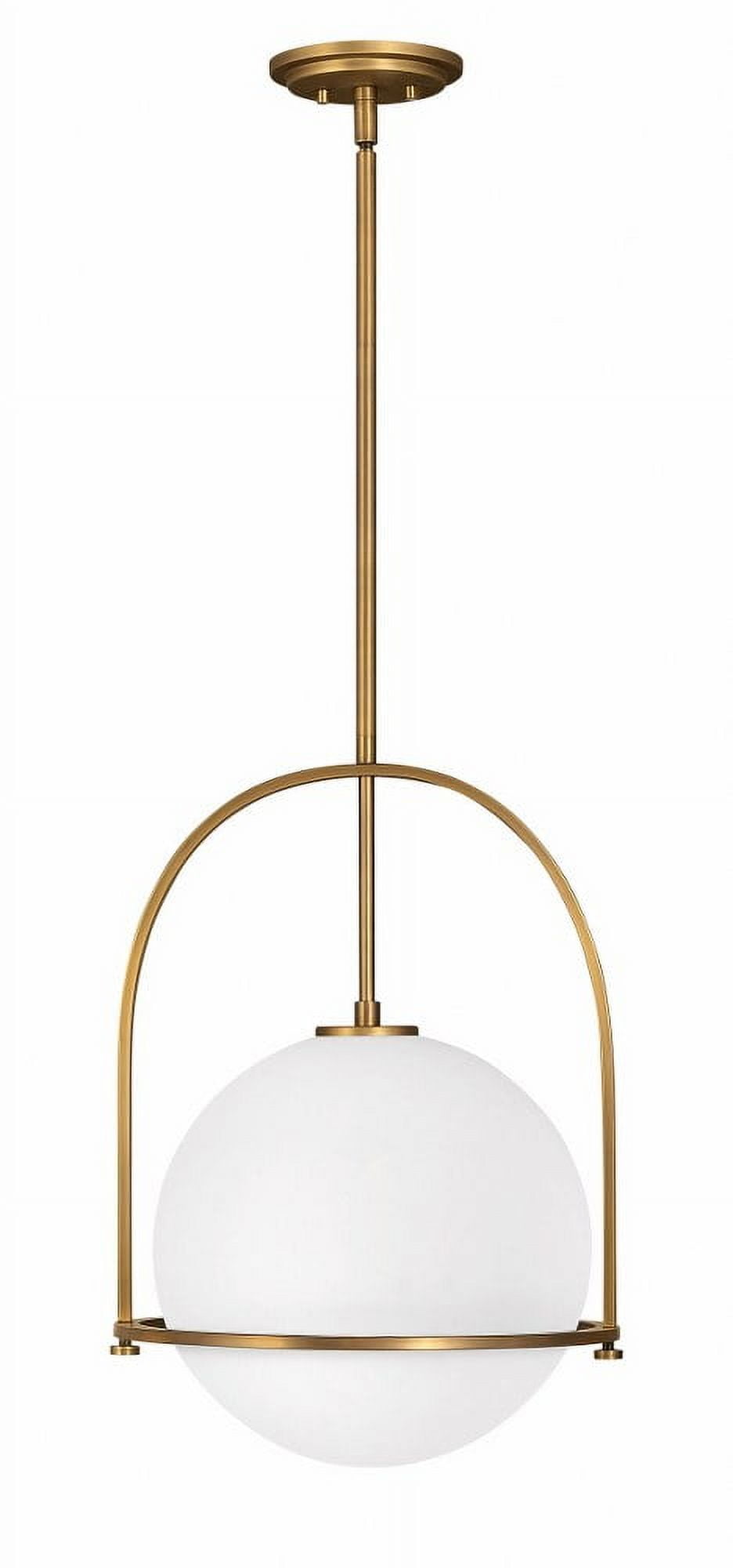 Somerset Heritage Brass Large Pendant with Etched Opal Glass