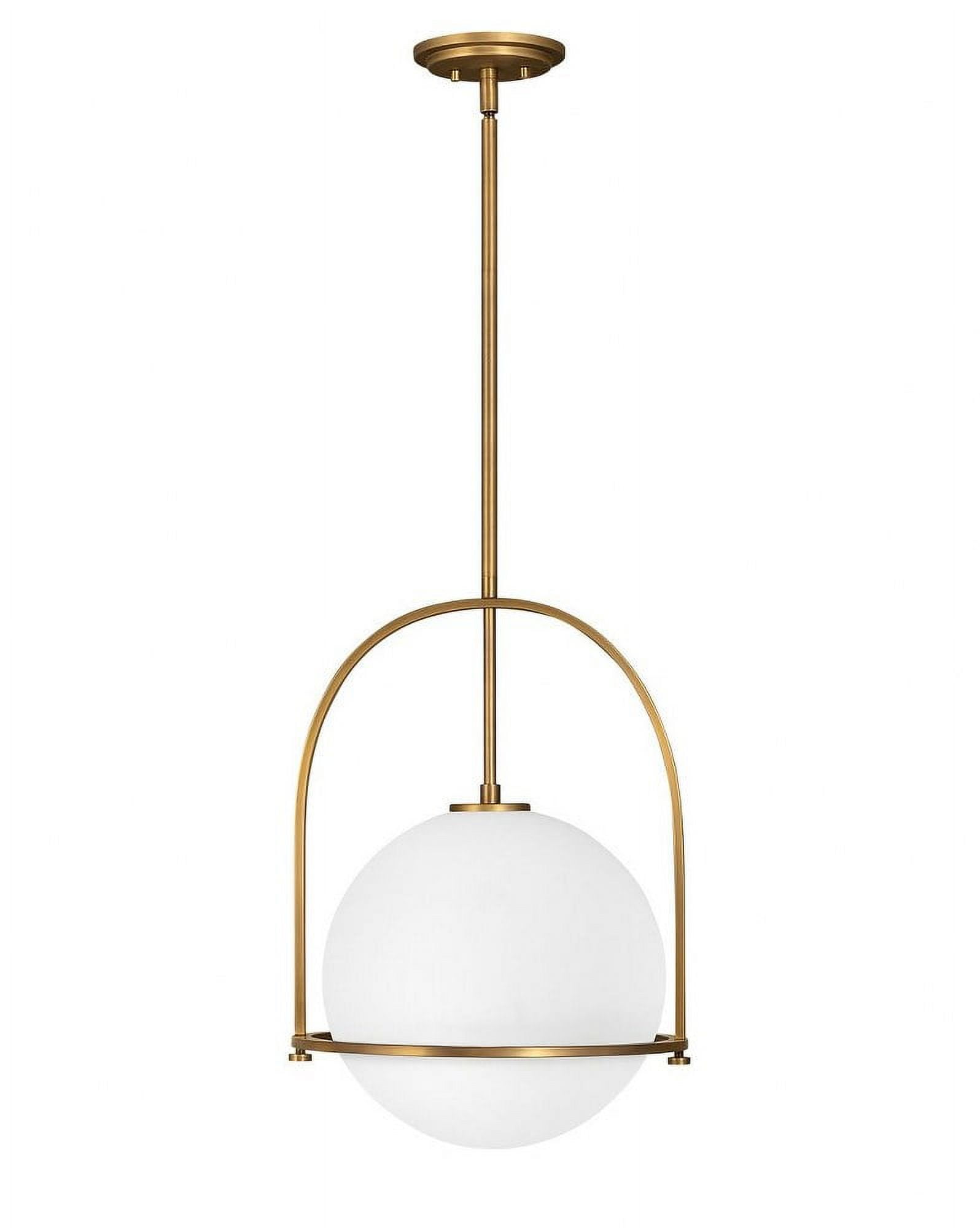 Somerset Heritage Brass Large Pendant with Etched Opal Glass