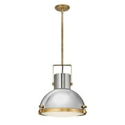 1 Light Large Pendant in Coastal-Industrial Style 18 inches Wide By 51.63 inches High-Heritage Brass Finish-Polished Nickel Shade Color Bailey Street
