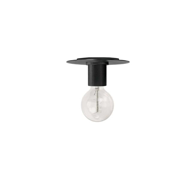 Matte Black Glass Drum Indoor/Outdoor Flush Mount Light