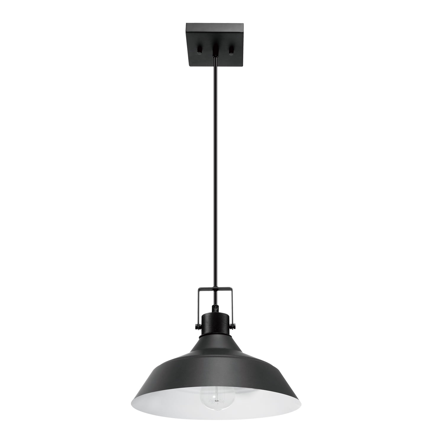 Matte Black Glass Indoor/Outdoor Pendant Light with Textured Socket