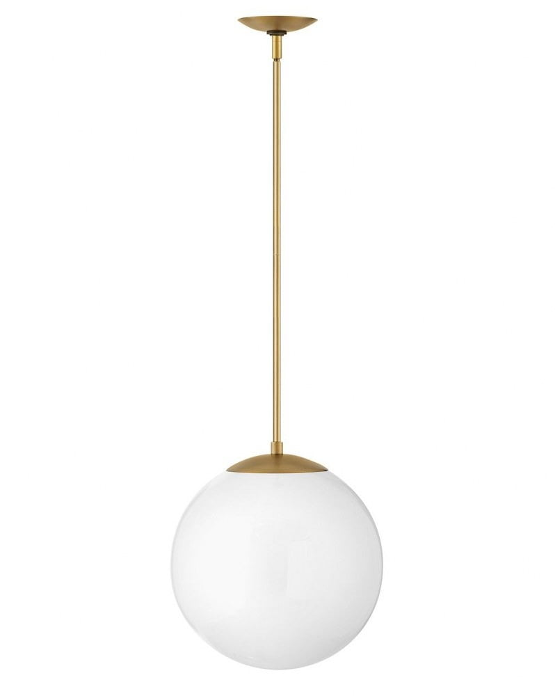 Heritage Brass and White Glass Globe Pendant Light - 14.25" H