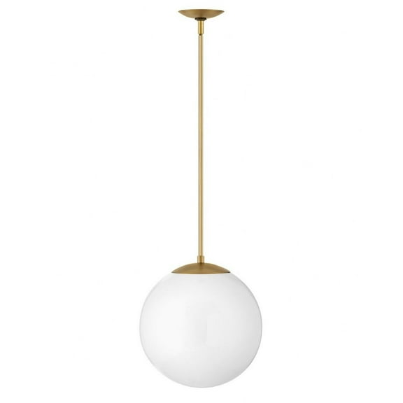 1 Light Medium Orb Pendant-Heritage Brass Finish-Cased Opal Glass Color Hinkley Lighting 3744Hb-Wh