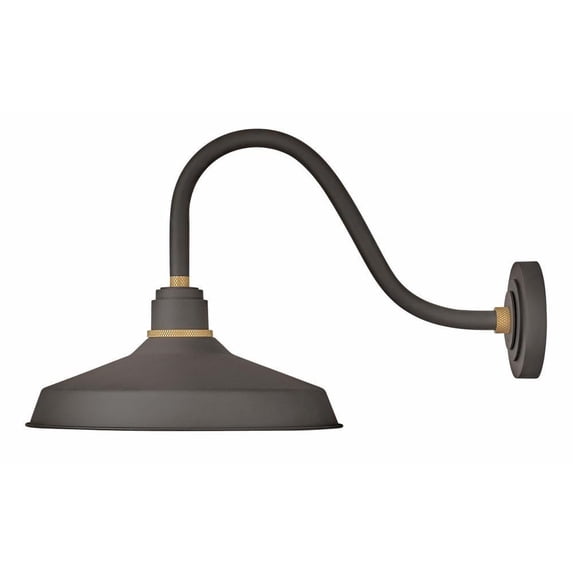 1 Light Medium Outdoor Gooseneck Barn Light Traditional-Industrial Style 16 inch Wide By 15.25 inch High-Museum Bronze Finish Bailey Street Home