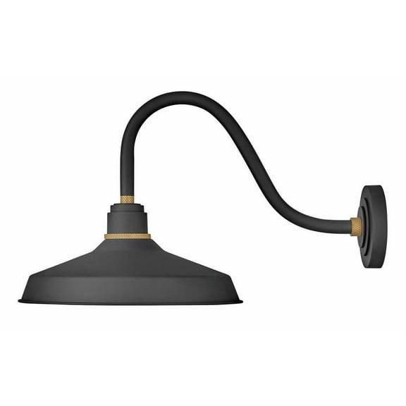 1 Light Medium Outdoor Gooseneck Barn Light Traditional-Industrial Style 16 inch Wide By 15.25 inch High-Textured Black Finish Bailey Street Home