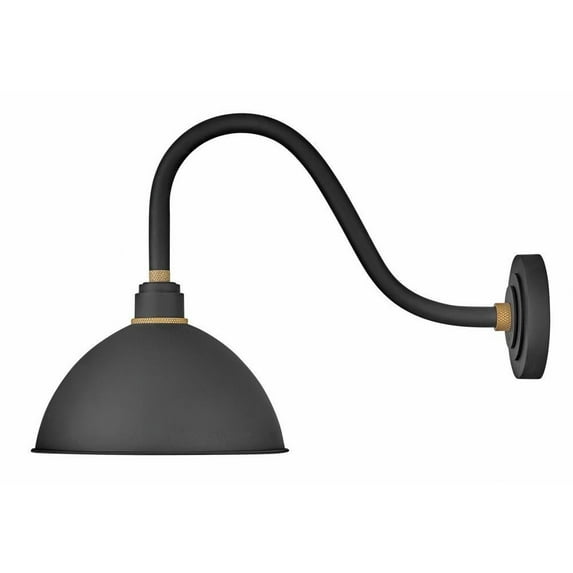 1 Light Medium Outdoor Gooseneck Barn Light in Traditional-Industrial Style 12 inches Wide By 17 inches High-Textured Black Finish Bailey Street Home