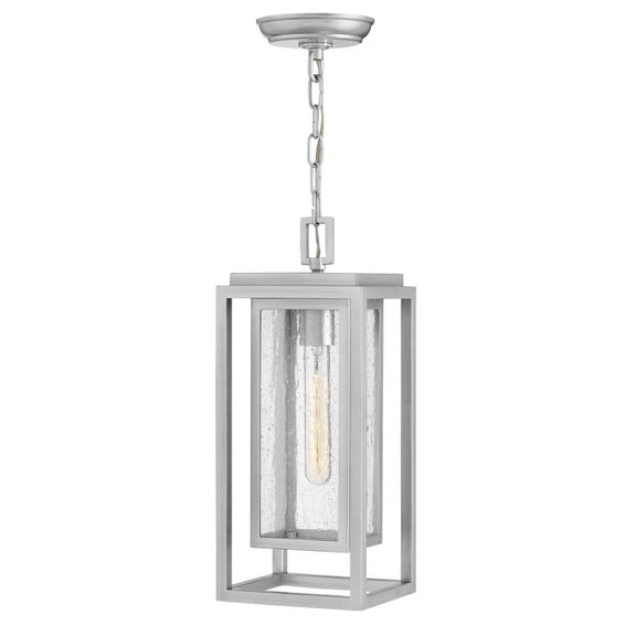 1002SI-LV Hinkley Lighting Republic - 1 Light Medium Outdoor Hanging Lantern in Transitional Style - 7 Inches Wide by 16.75 Inches High-Satin Nickel