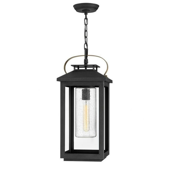 1 Light Medium Outdoor Hanging Lantern in Traditional-Coastal Style 9.5 inches Wide By 21.5 inches High-Black Finish-Led Lamping Type-E26 Medium Lamp