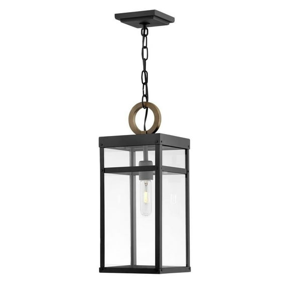 1 Light Medium Outdoor Hanging Lantern in Transitional Style 7.5 inches Wide By 19 inches High-Black Finish-Led Lamping Type Bailey Street Home