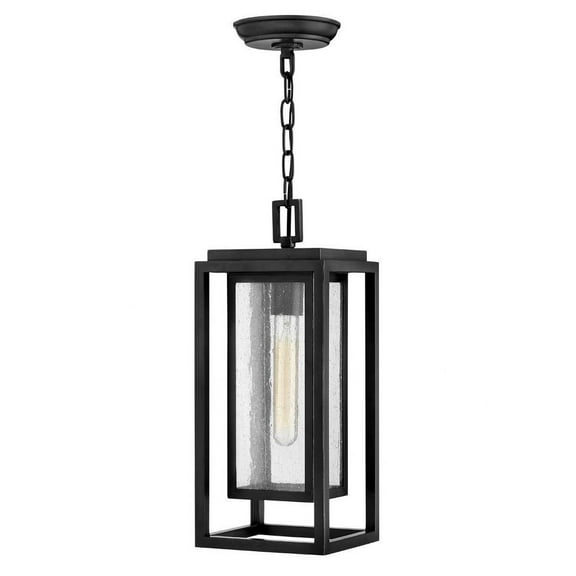 1 Light Medium Outdoor Hanging Lantern in Transitional Style 7 inches Wide By 16.75 inches High-Black Finish-Led Lamping Type-E26 Medium Vintage Lamp