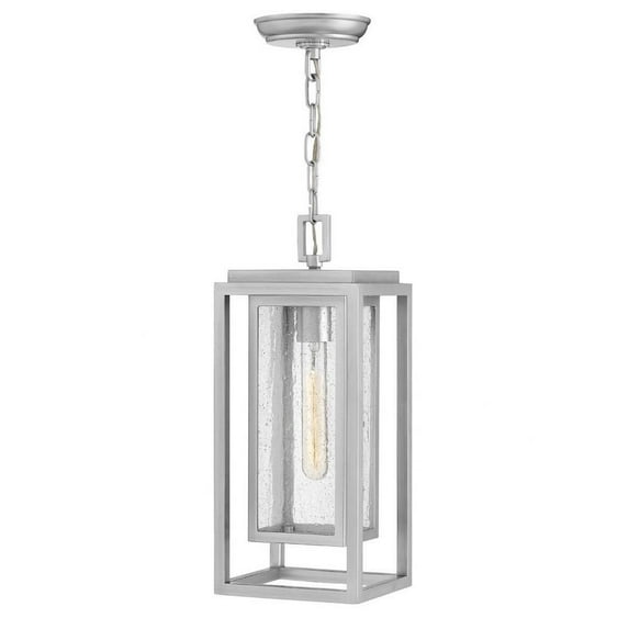 1 Light Medium Outdoor Hanging Lantern in Transitional Style 7 inches Wide By 16.75 inches High-Satin Nickel Finish-Led Lamping Type-E26 Medium Lamp