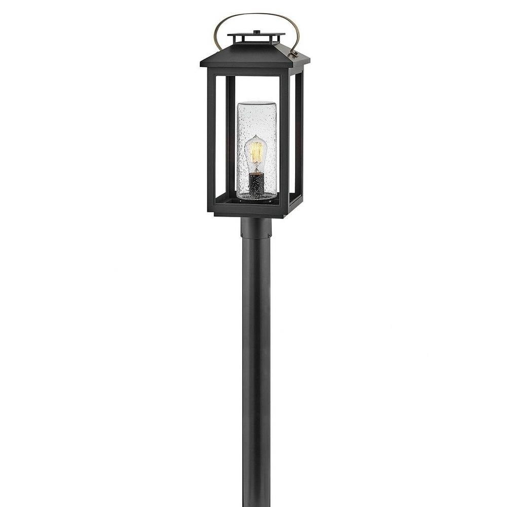 1 Light Medium Outdoor Low Voltage Post or Pier Mount Lantern-Black Finish-E26 Medium Vintage Lamp Base Type-Led Lamping Type Bailey Street Home