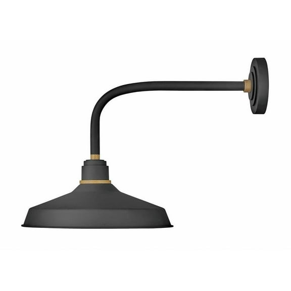 1 Light Medium Outdoor Straight Arm Barn Light Traditional-Industrial Style 16 inch Wide By 18 inch High-Textured Black Finish Bailey Street Home