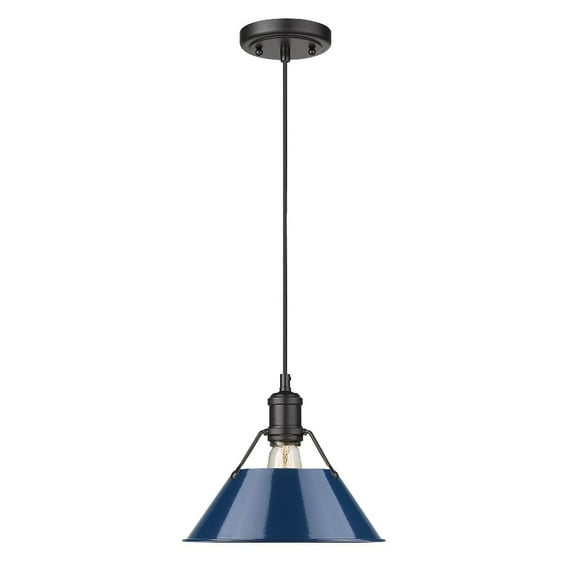 1 Light Medium Pendant in Durable Style 8.5 inches High By 10 inches Wide-Pewter Finish-Navy Shade Color Bailey Street Home 170-Bel-4159366