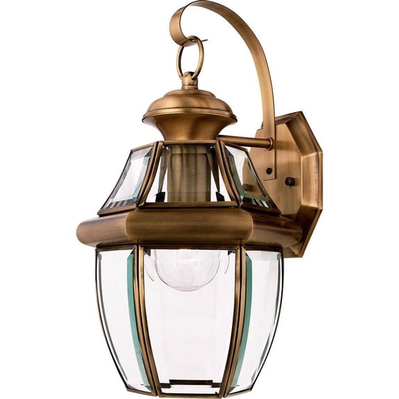 1 Light Medium Wall Lantern 14 Inches High-Antique Brass Finish Quoizel Lighting Ny8316a