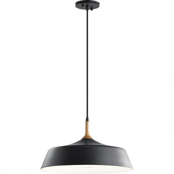 1 Light Mid Century Modern Metal Shade Pendant Light Fixture-Black Finish Bailey Street Home 147-Bel-4187312