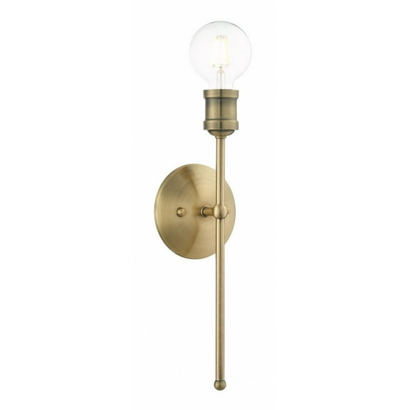 1 Light Mid-Century Modern Steel Wallchiere with Clear Orb Glass-15 inches H By 5 inches W-Antique Brass Finish Bailey Street Home 218-Bel-4188628