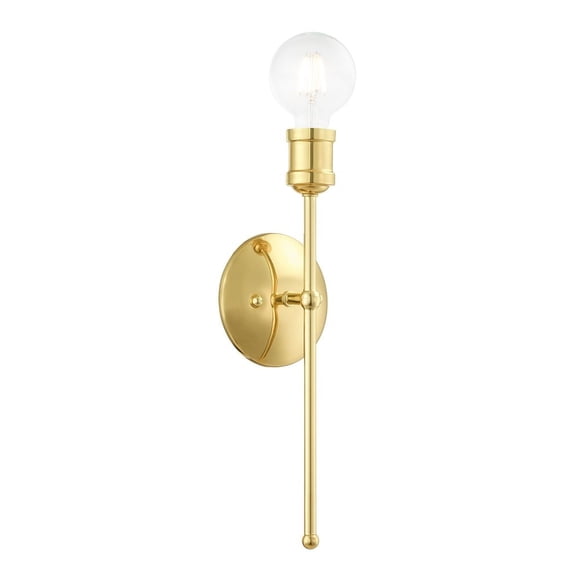 1 Light Mid-Century Modern Steel Wallchiere with Clear Orb Glass-15 inches H By 5 inches W-Polished Brass Finish Bailey Street Home 218-Bel-4188629