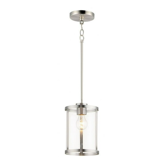 1 Light Mini Pendant-11.25 inches Tall and 6.75 inches Wide-Satin Nickel Finish Bailey Street Home 93-Bel-4601380