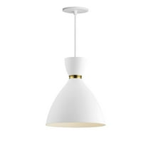 1 Light Mini Pendant-11.75 inches Tall and 10.5 inches Wide-White/Satin Brass Finish Bailey Street Home 93-Bel-5071847