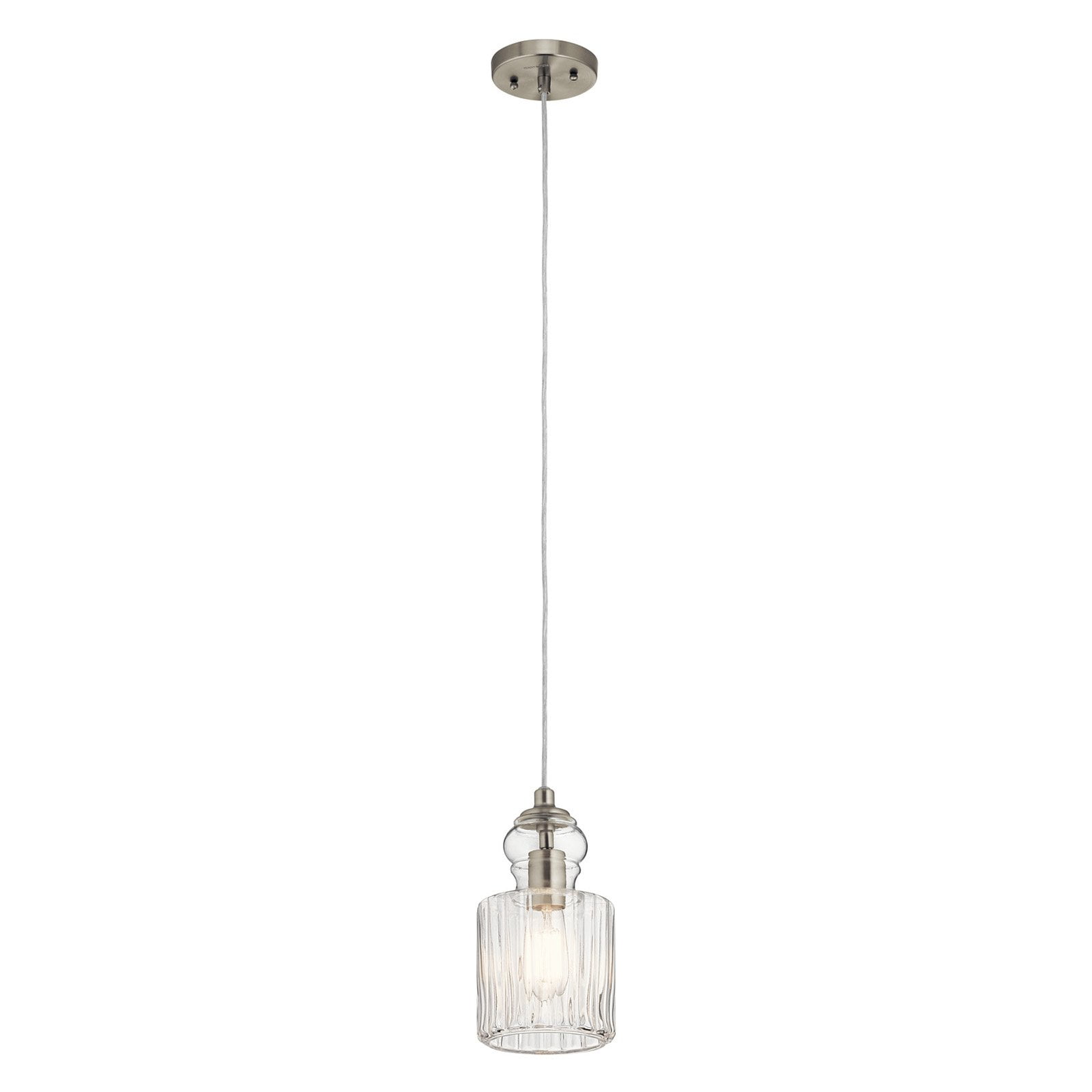 Riviera 5.75" Mini Pendant Light in Brushed Nickel with Clear Glass