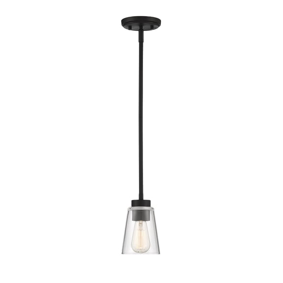 Matte Black One Light Mini-Pendant from the Calhoun Collection
