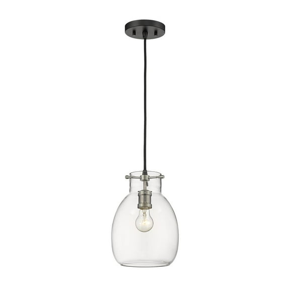 1 Light Mini Pendant In Craftsman Industrial Style 8 Inches Wide By 11.5 Inches High-Matte Black/Brushed Nickel Finish Z-Lite 476Mp-Mb-Bn