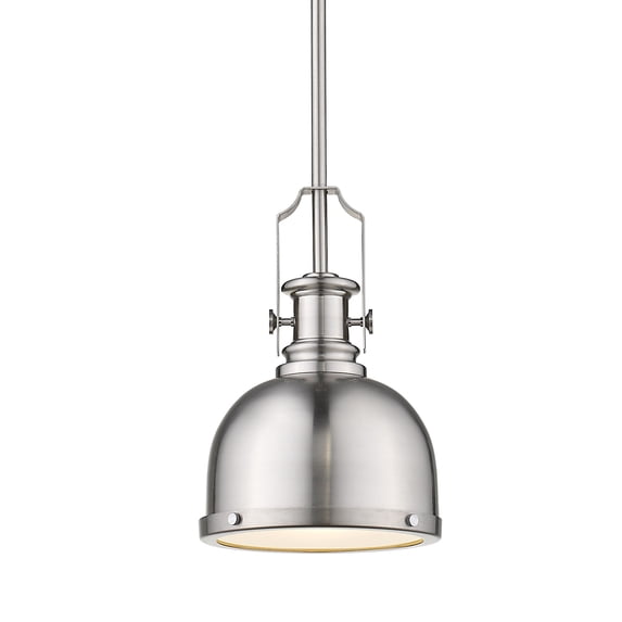 Z-Lite Melange 8" Round Glass Steel Mini Pendant in Brushed Nickel