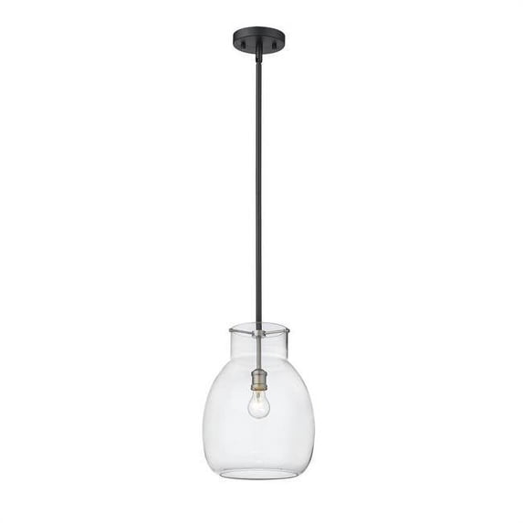 1 Light Mini Pendant In Retro Style 12 Inches Wide By 16 Inches High-Matte Black/Brushed Nickel Finish Z-Lite 476P-Rod-Mb-Bn