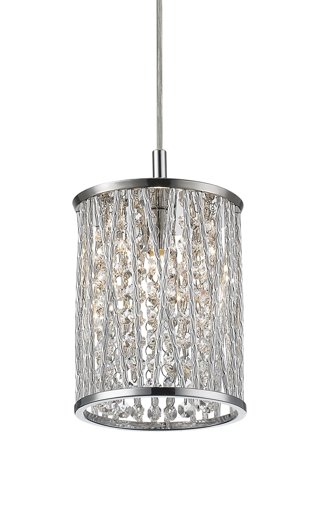 Chrome Crystal Mini Pendant Light with Adjustable Cable