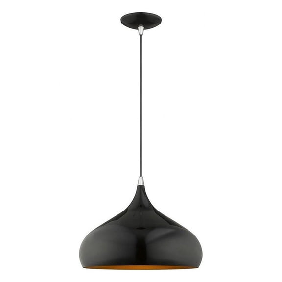 1 Light Mini Pendant in Coastal Style 13.75 inches Wide By 15 inches High-Shiny Black Finish Bailey Street Home 218-Bel-3110415