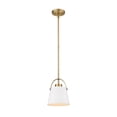 thumbnail image 1 of 1 Light Mini Pendant in Industrial Style 8 inches Wide By 9.5 inches High-Matte White/Heritage Brass Finish Bailey Street Home 372-Bel-4314894, 1 of 1