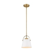 1 Light Mini Pendant in Industrial Style 8 inches Wide By 9.5 inches High-Matte White/Heritage Brass Finish Bailey Street Home 372-Bel-4314894